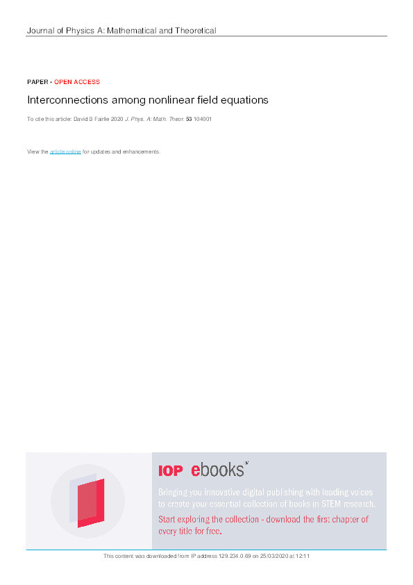 Interconnections among nonlinear field equations Thumbnail