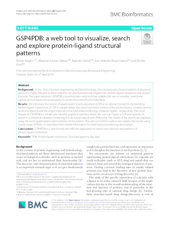 GSP4PDB: a web tool to visualize, search and explore protein-ligand structural patterns Thumbnail