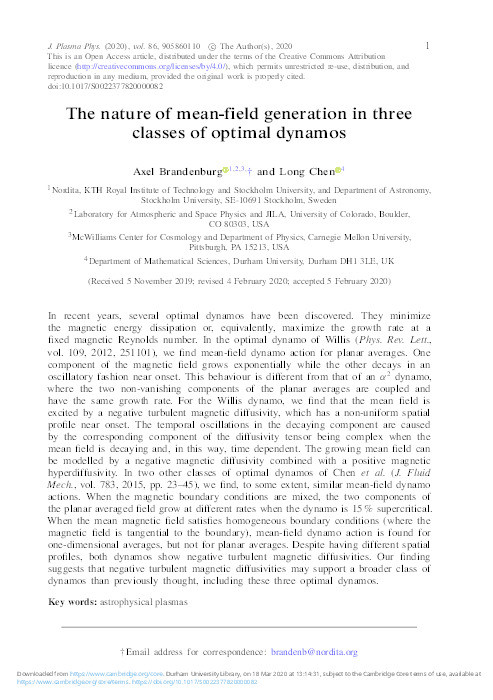 The nature of mean-field generation in three classes of optimal dynamos Thumbnail