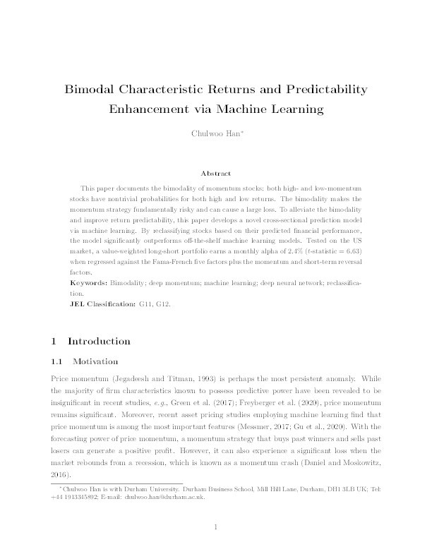 Bimodal Characteristic Returns and Predictability Enhancement via Machine Learning Thumbnail