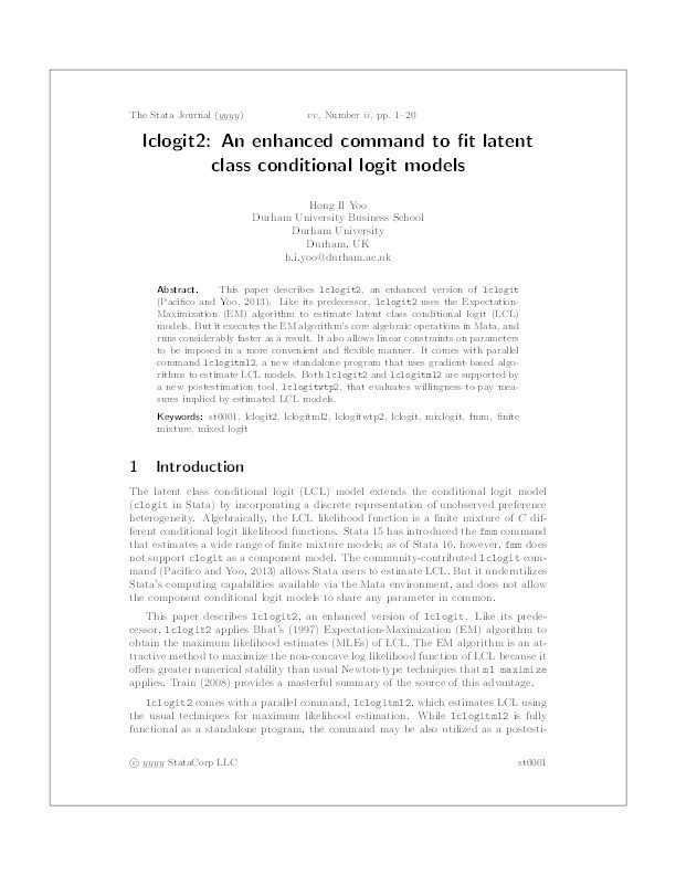 lclogit2: An enhanced command to fit latent class conditional logit models Thumbnail