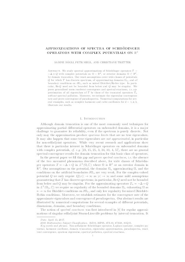 Approximations of spectra of Schrödinger operators with complex potentials on ℝ^d Thumbnail