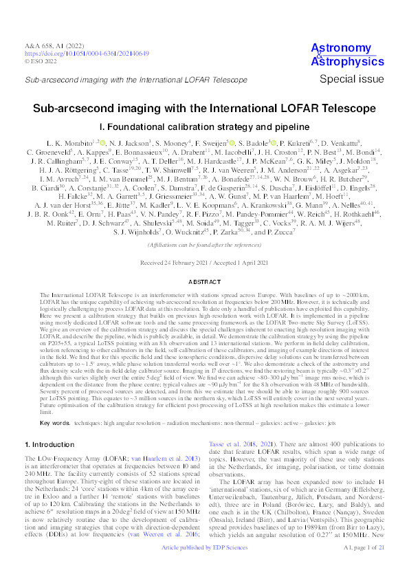 Sub-arcsecond imaging with the International LOFAR Telescope I. Foundational calibration strategy and pipeline Thumbnail
