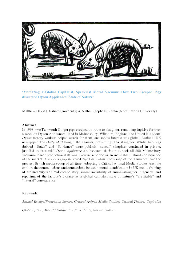 Mediating a Global Capitalist, Speciesist Moral Vacuum: How Two Escaped Pigs disrupted Dyson Appliances’ State of Nature Thumbnail