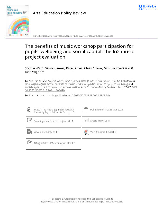 The Benefits of Music Workshop Participation for Pupils’ Wellbeing and Social Capital: The In2 Music Project Evaluation Thumbnail
