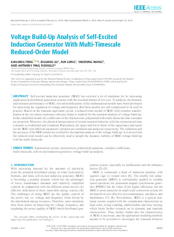 Voltage Build-Up Analysis of Self-Excited Induction Generator With Multi-Timescale Reduced-Order Model Thumbnail