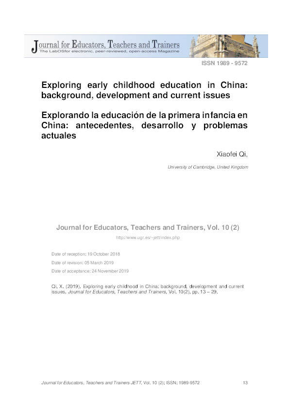 Exploring early childhood in China: background, development and current issues Thumbnail