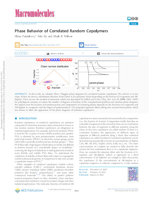 Phase behavior of correlated random copolymers Thumbnail