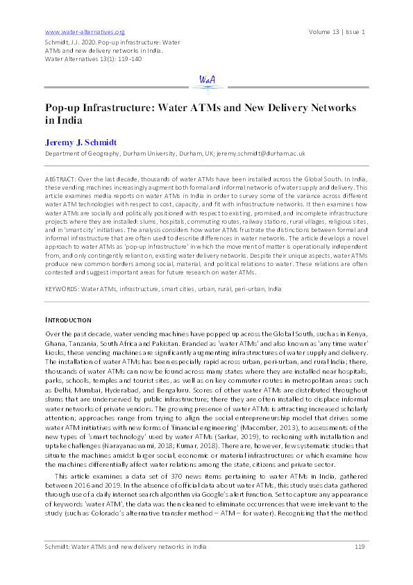 Pop-up infrastructure: Water ATMs and new delivery networks in India Thumbnail