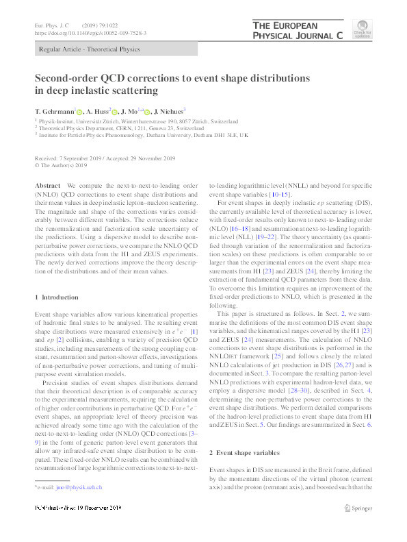 Second-order QCD corrections to event shape distributions in deep inelastic scattering Thumbnail