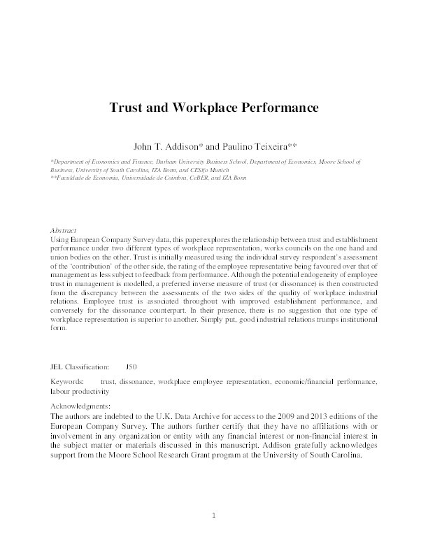 Trust and Workplace Performance Thumbnail