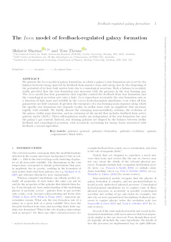 The Iκεα model of feedback-regulated galaxy formation Thumbnail