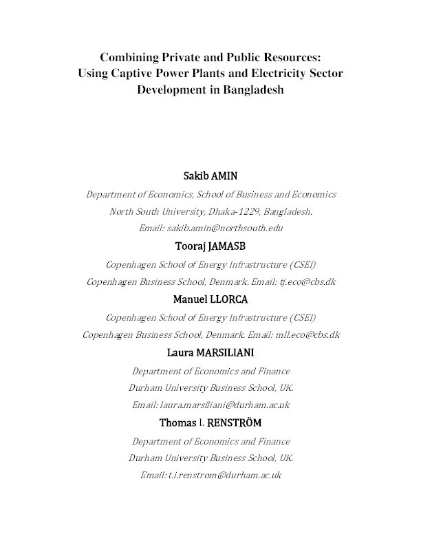 Combining Private and Public Resources: Captive Power Plants and Electricity Sector Development in Bangladesh Thumbnail
