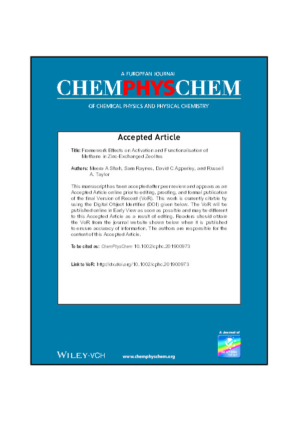 Framework Effects on Activation and Functionalisation of Methane in Zinc‐Exchanged Zeolites Thumbnail