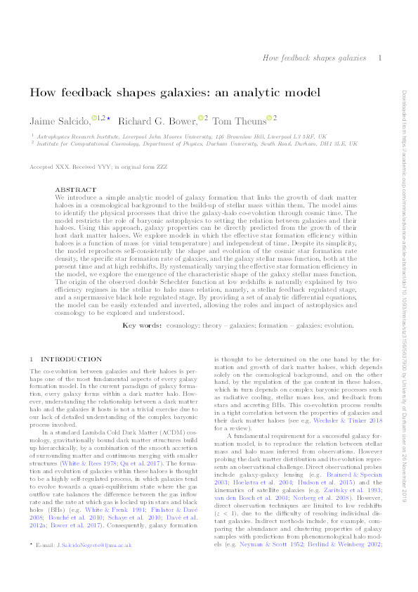 How feedback shapes galaxies: an analytic model Thumbnail