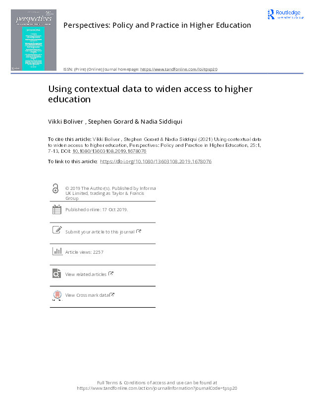 Using contextual data to widen access to higher education Thumbnail
