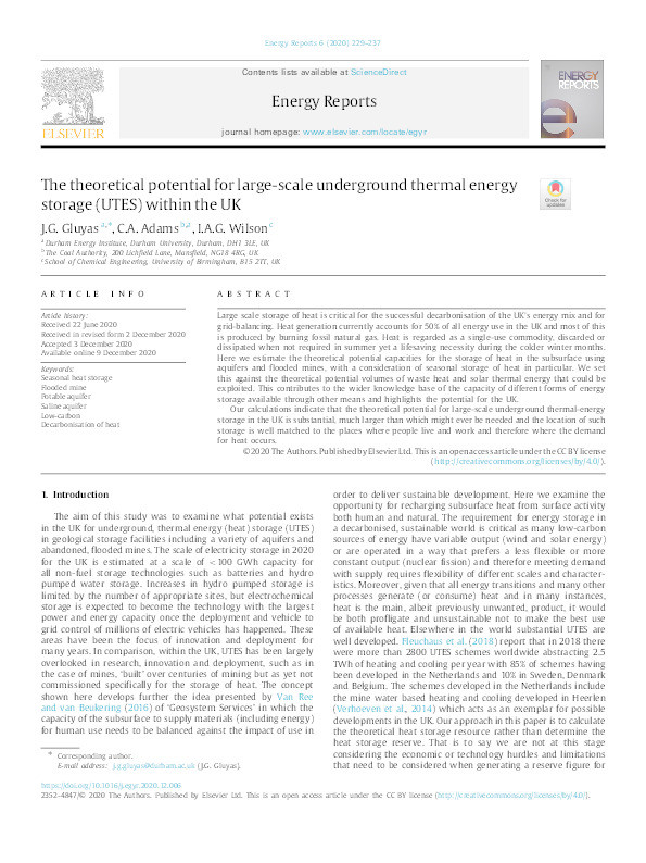 The theoretical potential for large-scale underground thermal energy storage (UTES) within the UK Thumbnail