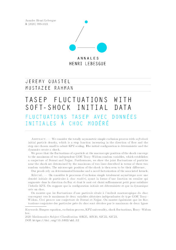 TASEP fluctuations with soft-shock initial data Thumbnail