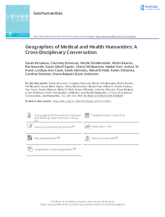 Geographies of Medical and Health Humanities: A Cross-Disciplinary Conversation Thumbnail