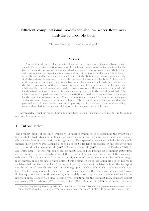 Efficient computational models for shallow water flows over multilayer erodible beds Thumbnail