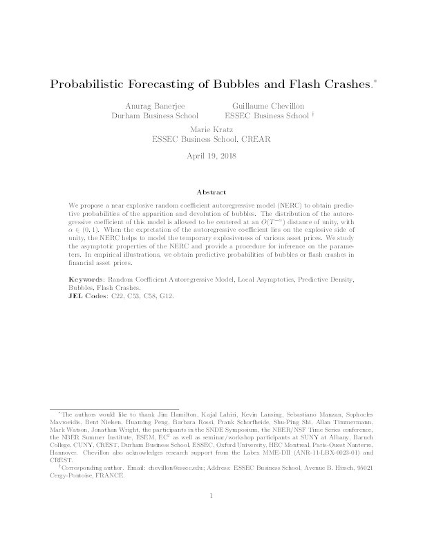Probabilistic Forecasting of Bubbles and Flash Crashes Thumbnail