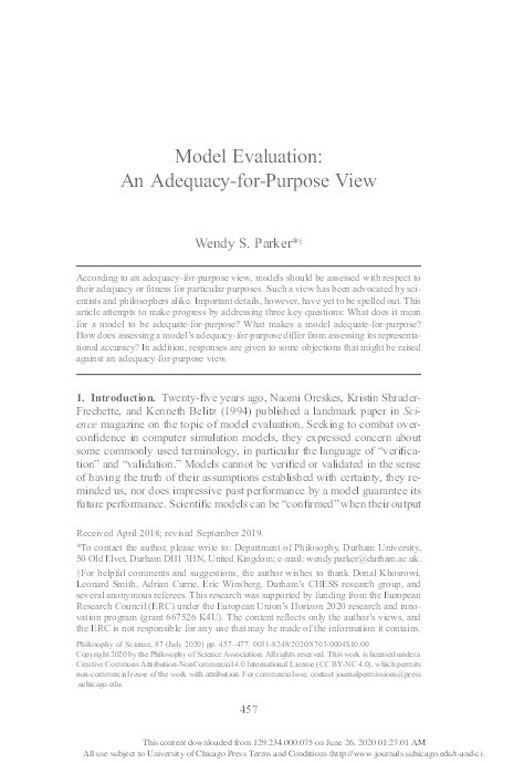 Model Evaluation: An Adequacy-for-Purpose View Thumbnail