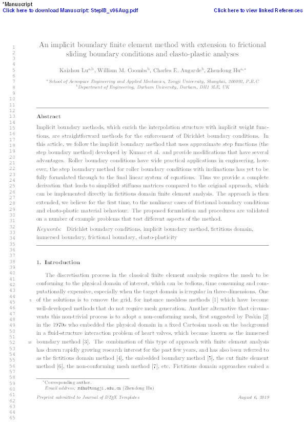 An implicit boundary finite element method with extension to frictional sliding boundary conditions and elasto-plastic analyses Thumbnail