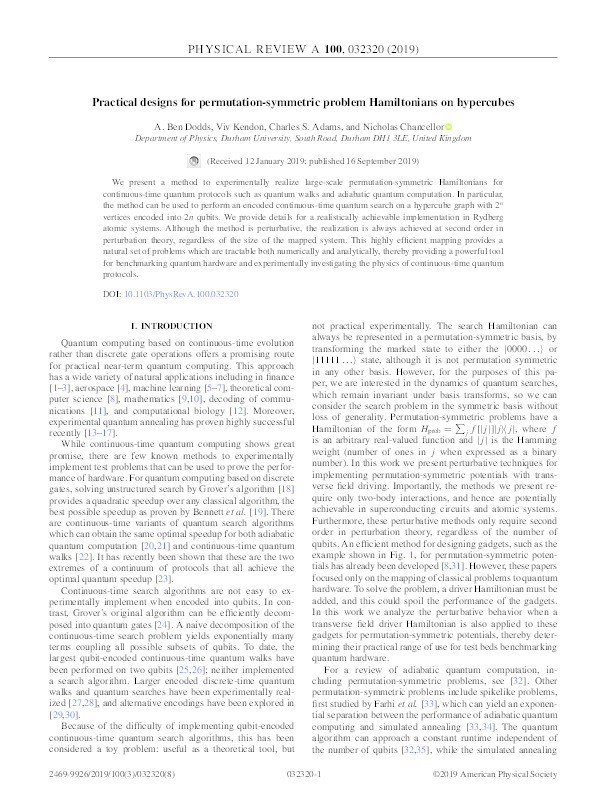 Practical designs for permutation-symmetric problem Hamiltonians on hypercubes Thumbnail
