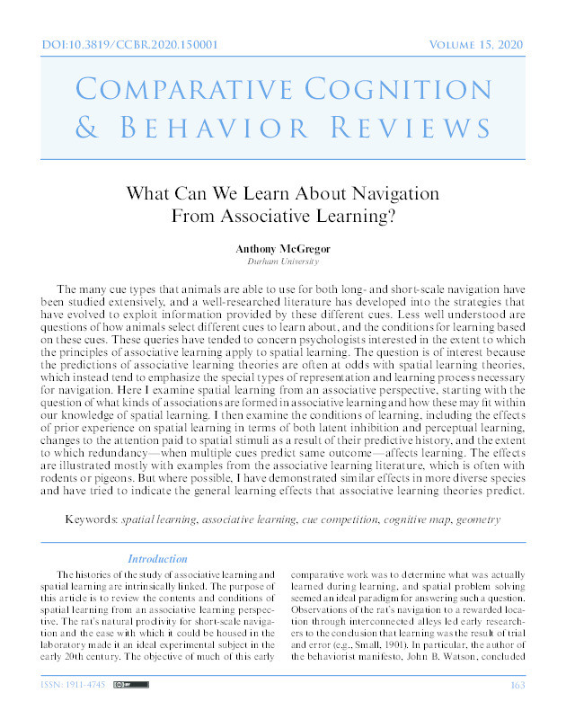 What Can We Learn About Navigation From Associative Learning? Thumbnail