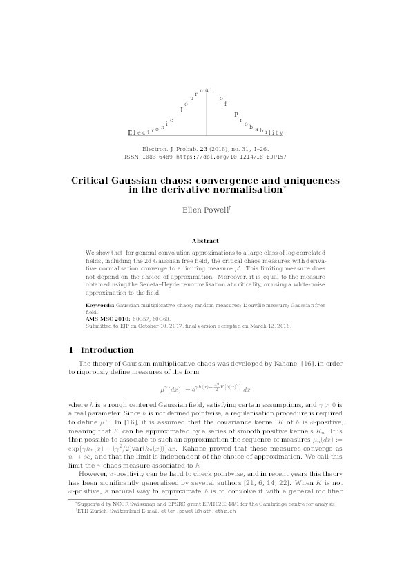 Critical Gaussian chaos: convergence and uniqueness in the derivative normalisation Thumbnail