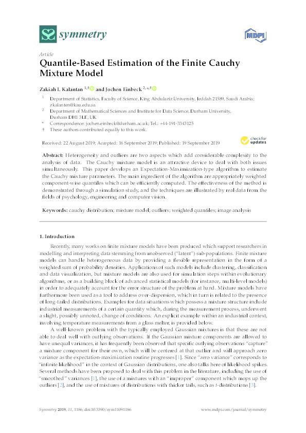 Quantile-Based Estimation of the Finite Cauchy Mixture Model Thumbnail