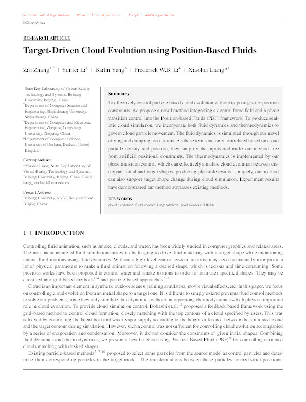 Target‐driven cloud evolution using position‐based fluids Thumbnail