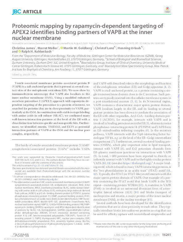 Proteomic mapping by rapamycin-dependent targeting of APEX2 identifies binding partners of VAPB at the inner nuclear membrane Thumbnail