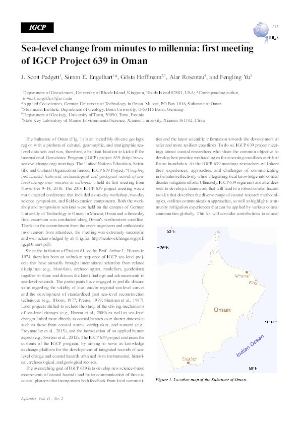 Sea-level change from minutes to millennia: first meeting of IGCP Project 639 in Oman Thumbnail