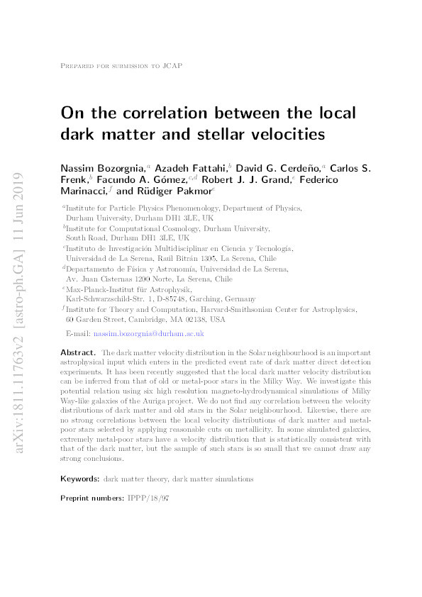 On the correlation between the local dark matter and stellar velocities Thumbnail