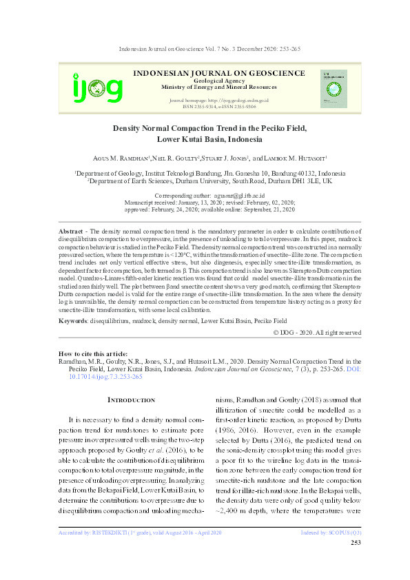 Density Normal Compaction Trend in the Peciko Field, Lower Kutai Basin, Indonesia Thumbnail