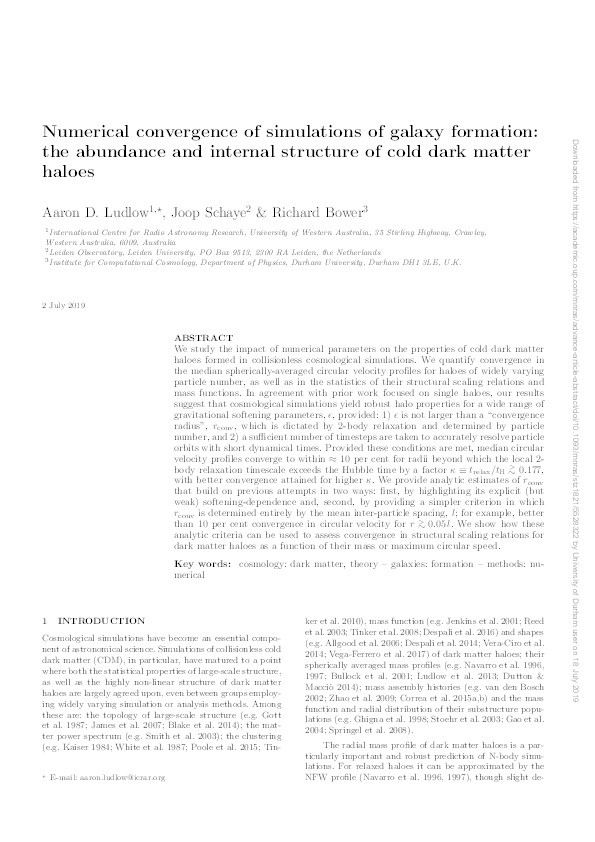 Numerical convergence of simulations of galaxy formation: the abundance and internal structure of cold dark matter haloes Thumbnail