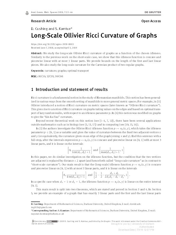 Long-Scale Ollivier Ricci Curvature of Graphs Thumbnail