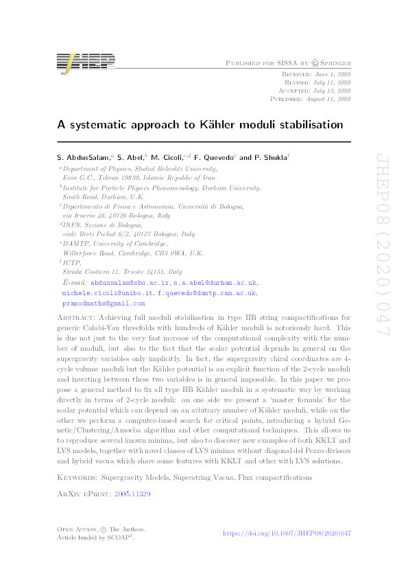 A systematic approach to Kähler moduli stabilisation Thumbnail