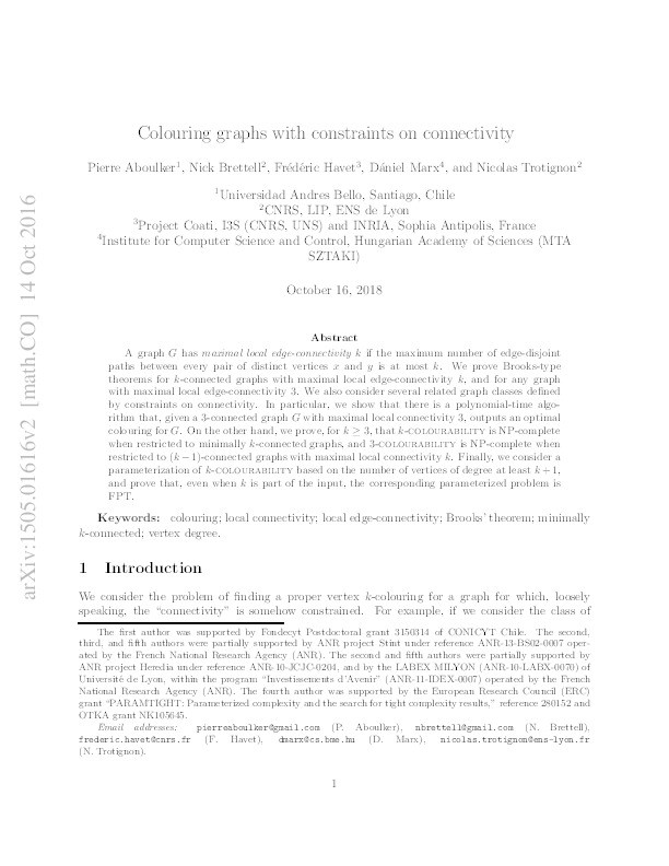 Coloring Graphs with Constraints on Connectivity Thumbnail