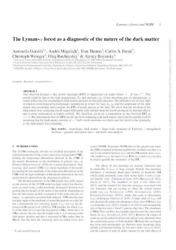 The Lyman-α forest as a diagnostic of the nature of the dark matter Thumbnail