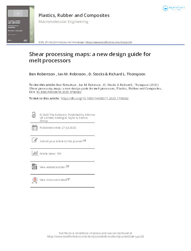Shear processing maps: a new design guide for melt processors Thumbnail