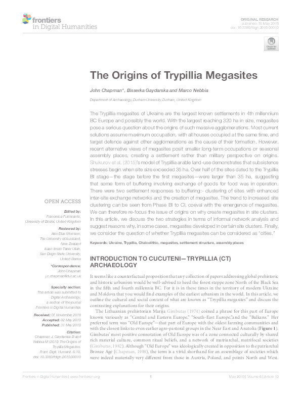 The Origins of Trypillia Megasites Thumbnail