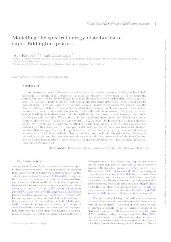 Modelling the spectral energy distribution of super-Eddington quasars Thumbnail