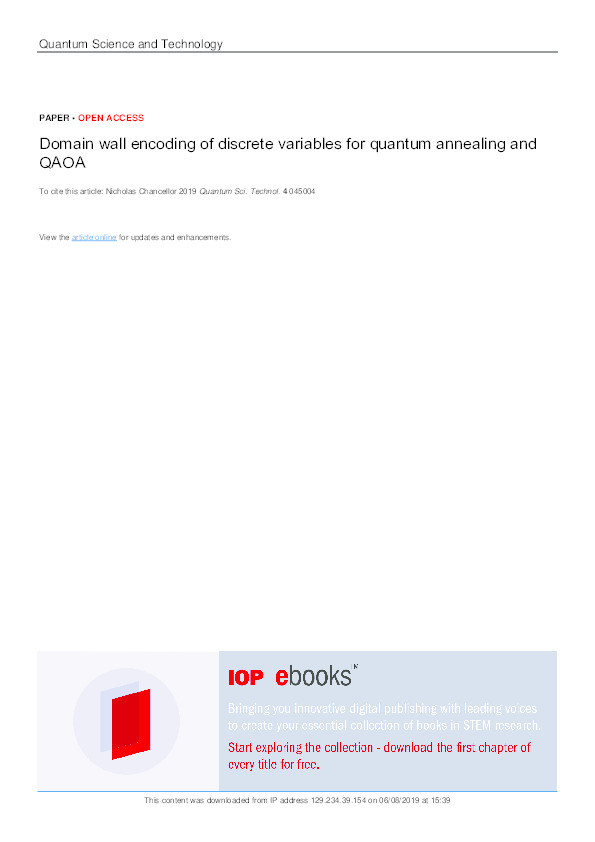 Domain wall encoding of discrete variables for quantum annealing and QAOA Thumbnail