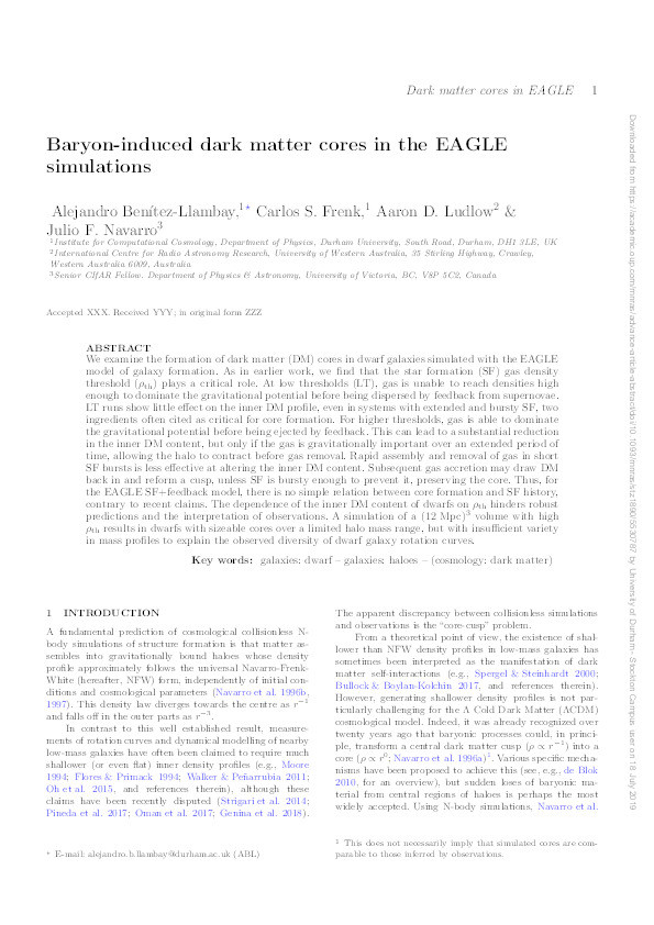 Baryon-induced dark matter cores in the EAGLE simulations Thumbnail