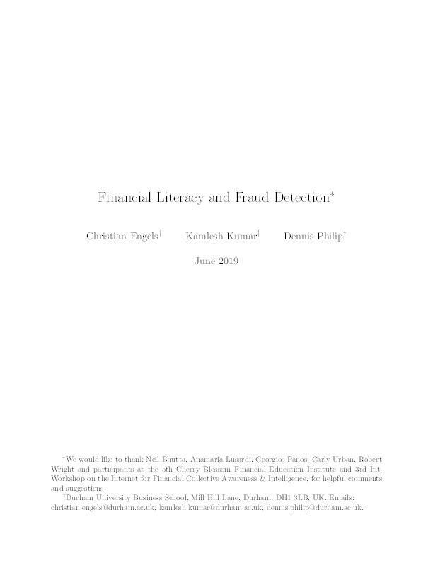 Financial literacy and fraud detection Thumbnail