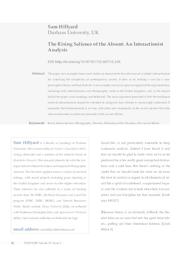 The Rising Salience of the Absent: An Interactionist Analysis Thumbnail