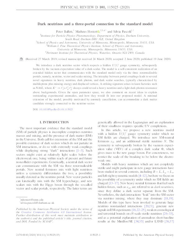 Dark neutrinos and a three-portal connection to the standard model Thumbnail