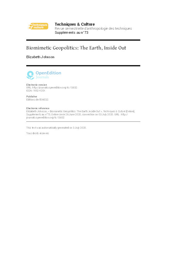 Biomimetic Geopolitics: The Earth, Inside Out Thumbnail